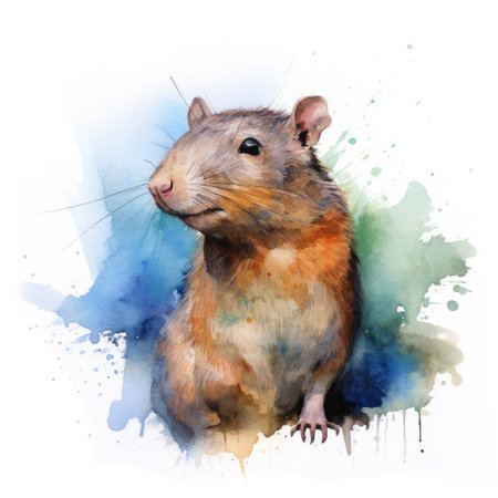 Watercolor painting of agouti with white background.の素材