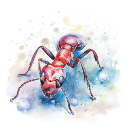 Watercolor painting of ant with white background.の素材