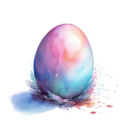 Watercolor painting of egg with white background.の素材