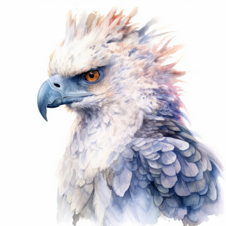 Watercolor painting of harpy eagle with white background.の素材