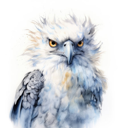 Watercolor painting of harpy eagle with white background.の素材