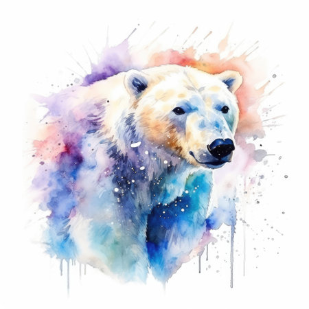 Watercolor painting of polar bear with white background.の素材
