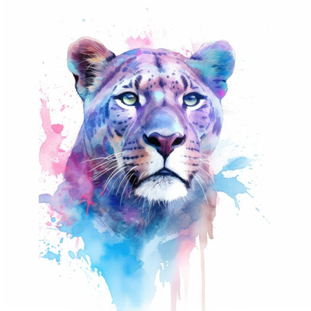Watercolor painting of panther with white background.の素材