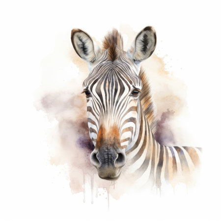 Watercolor painting of quagga with white background.の素材