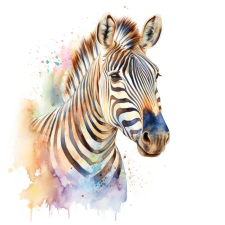 Watercolor painting of quagga with white background.の素材