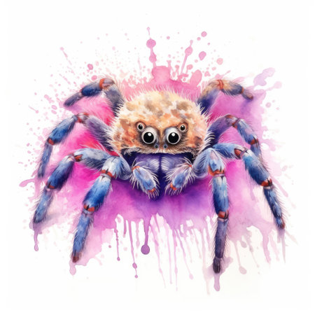 Watercolor painting of tarantula with white background.の素材