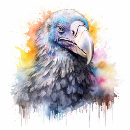 Watercolor painting of vulture with white background.の素材
