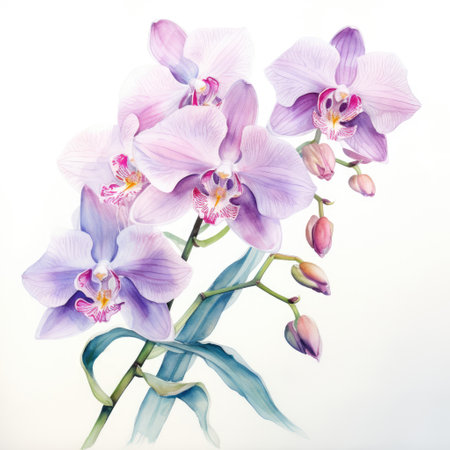 Watercolor painting of orchid with white background.の素材