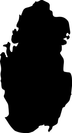 Silhouette map of Qatar with transparent background.のイラスト素材