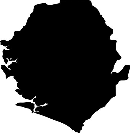 Silhouette map of Sierra Leone with transparent background.のイラスト素材