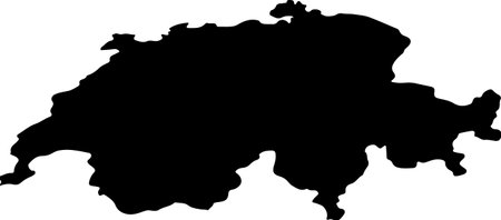 Silhouette map of Switzerland with transparent background.のイラスト素材