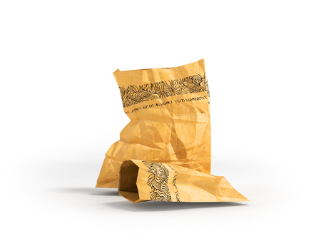 Paper bag large and small for shopping in the supermarket store for a new hall 3d render on a white background with a shadowの写真素材