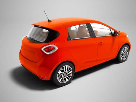 Modern electric car red for summer trips isolated 3d render on gray background with shadowの写真素材