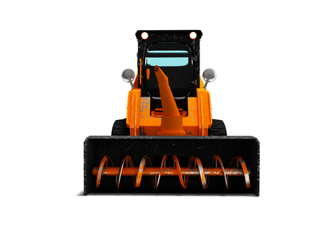 Mini snow truck front view 3d render on white background with shadow