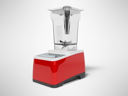 Red blender with bowl with touch control 3d render illustration on gray background with shadowの写真素材