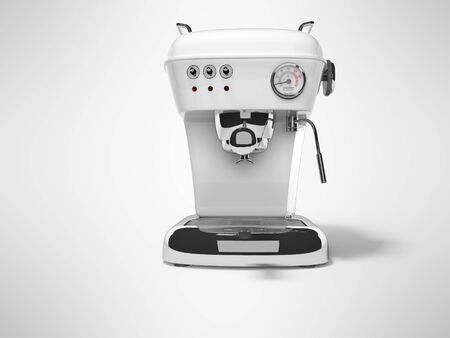 White portion coffee machine with water tank 3d render illustration on gray background with shadowの写真素材