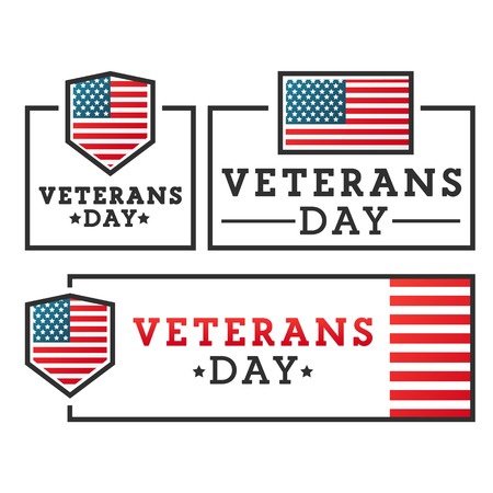 Veterans day. Set vector label, emblem, banner.のイラスト素材