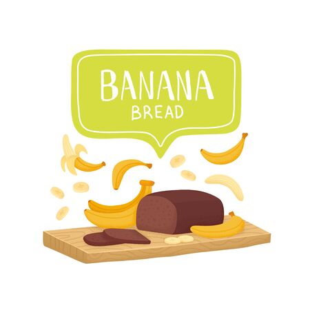 Banana bread. Homemade banana bread. Vector illustrationのイラスト素材