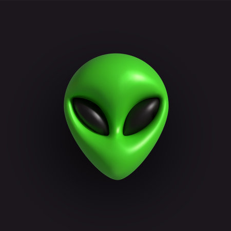 Inflatable Alien. Inflated 3D element with the plasticine effect. Vector illustrationのイラスト素材