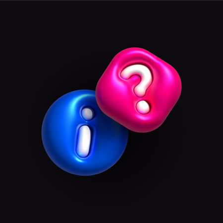 Question mark and information sign 3d icon. Inflatable information sign and question mark. Realistic inflated 3D symbol icon with the plasticine effect. Vector illustrationのイラスト素材