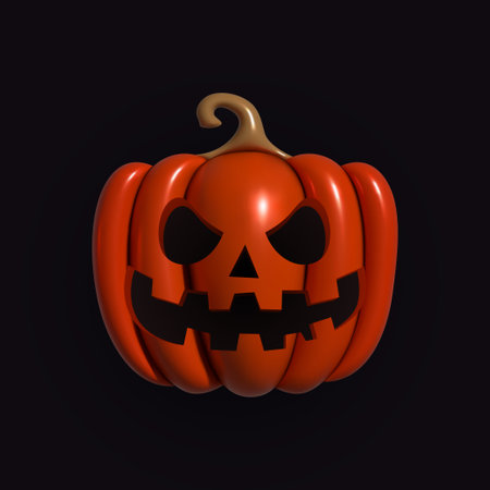 Pumpkin inflatable. Orange pumpkin with smile for your design for the holiday Halloween. Jack o Lantern. Realistic inflated 3D Pumpkin icon with the plasticine effect. Vector illustrationのイラスト素材