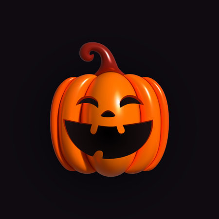 Pumpkin inflatable. Orange pumpkin with smile for your design for the holiday Halloween. Jack o Lantern. Realistic inflated 3D Pumpkin icon with the plasticine effect. Vector illustrationのイラスト素材