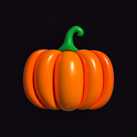 Pumpkin inflatable. Orange pumpkin. Realistic inflated 3D Pumpkin icon with the plasticine effect. Vector illustrationのイラスト素材