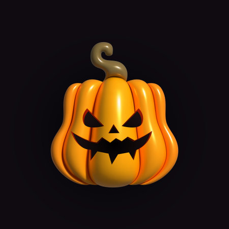 Pumpkin inflatable. Orange pumpkin with smile for your design for the holiday Halloween. Jack o Lantern. Realistic inflated 3D Pumpkin icon with the plasticine effect. Vector illustrationのイラスト素材