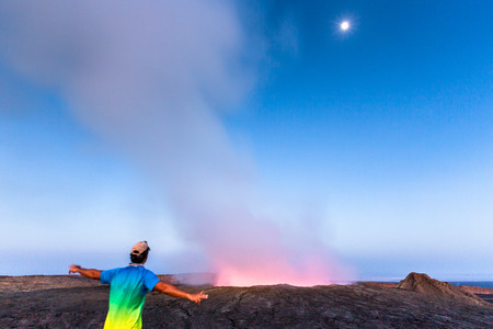 Erta Ale volcano Danakil depression Ethiopia. Eruption.の写真素材