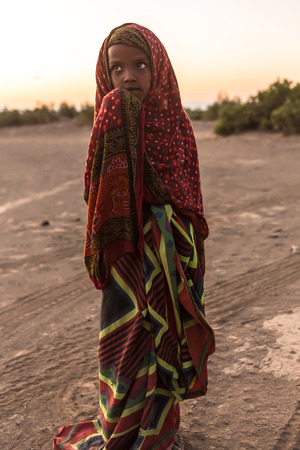 Mekelle, Ethiopia - NOVEMBER 27, 2017: Children living in the desert. Danakil Depression.のeditorial素材
