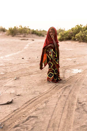 Mekelle, Ethiopia - NOVEMBER 27, 2017:Children living in the desert. Danakil Depression.のeditorial素材