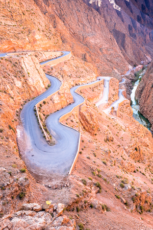Dades Gorge is a beautiful road between the Atlas Mountains in Moroccoの写真素材