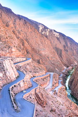 Dades Gorge is a beautiful road between the Atlas Mountains in Moroccoの写真素材
