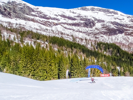 Skiing in Norway, city of Bergen. Europe.の写真素材