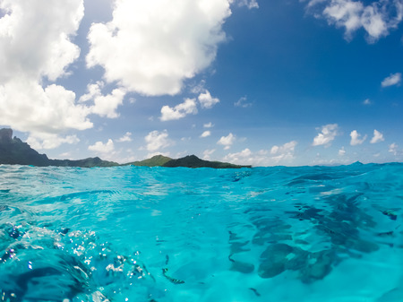 Bora Bora, French Polynesia. Snorkeling in turquoise waters. Pacific Ocean.の写真素材