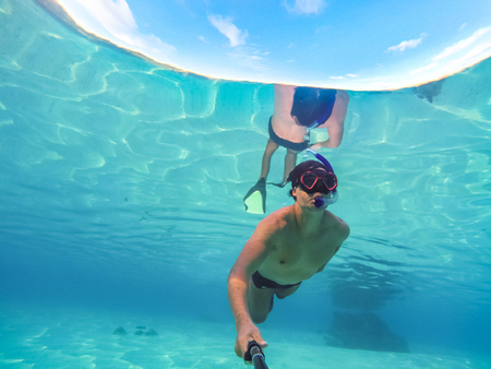 Stand up paddle in Bora Bora Island, French Polynesia.の写真素材