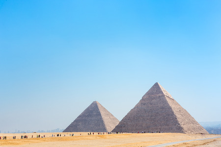 The pyramids at Giza in Egyptの写真素材