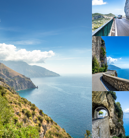 Collage Amalfi Coast in Italy. Incredible scenery.の写真素材