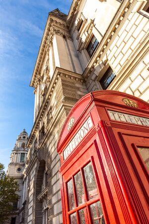 Red phone booth in London. United Kingdom, Europe.の写真素材