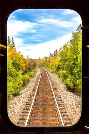 Long view from the back of a train.の写真素材