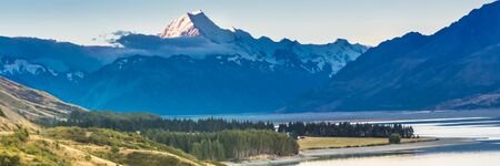 Mount Cook, New Zealand. plane ride to an area completely covered by ice and snow. Oceania. Web banner.の写真素材