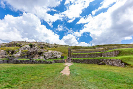 Sacsayhuaman fortress, Inca ruins in Cusco or cuzco town, Peru, South America.の写真素材
