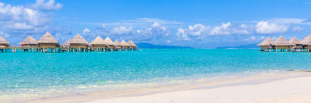 Bora Bora Island, French Polynesia. Web banner in panoramic view this amazing Beach
