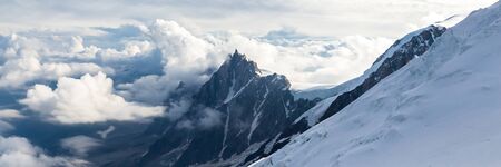 Mont Blanc mountain, White mountain. View from Aiguille du Midi Mount in France.の写真素材