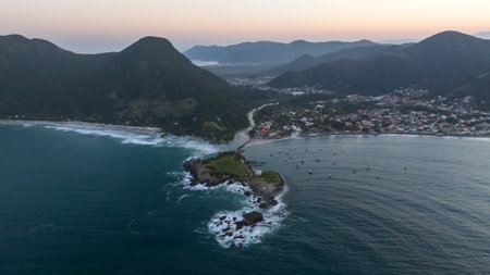 Florianopolis, ArmaÃ§Ã£o beach, aerial view. Santa Catarina, SCの写真素材