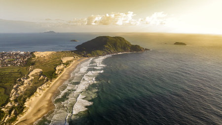 Santinho Beach in Florianopolis. Aerial view from drone. Brazilの写真素材