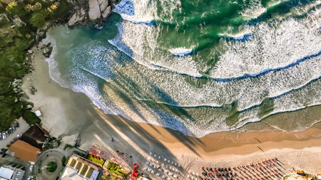 Joaquina Beach in Florianopolis. Aerial view. Brazil