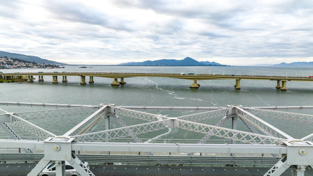 City of Florianopolis, Hercilio Luz Bridge. Brazil