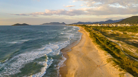 FlorianÃ³polis, Campeche beach during sunrise. Brazil. Rio Tavares neighborhood.の写真素材