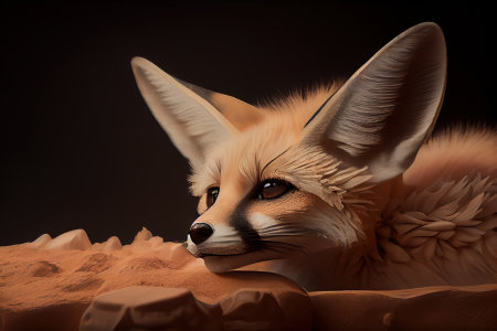 fennec fox resting on the groundの素材